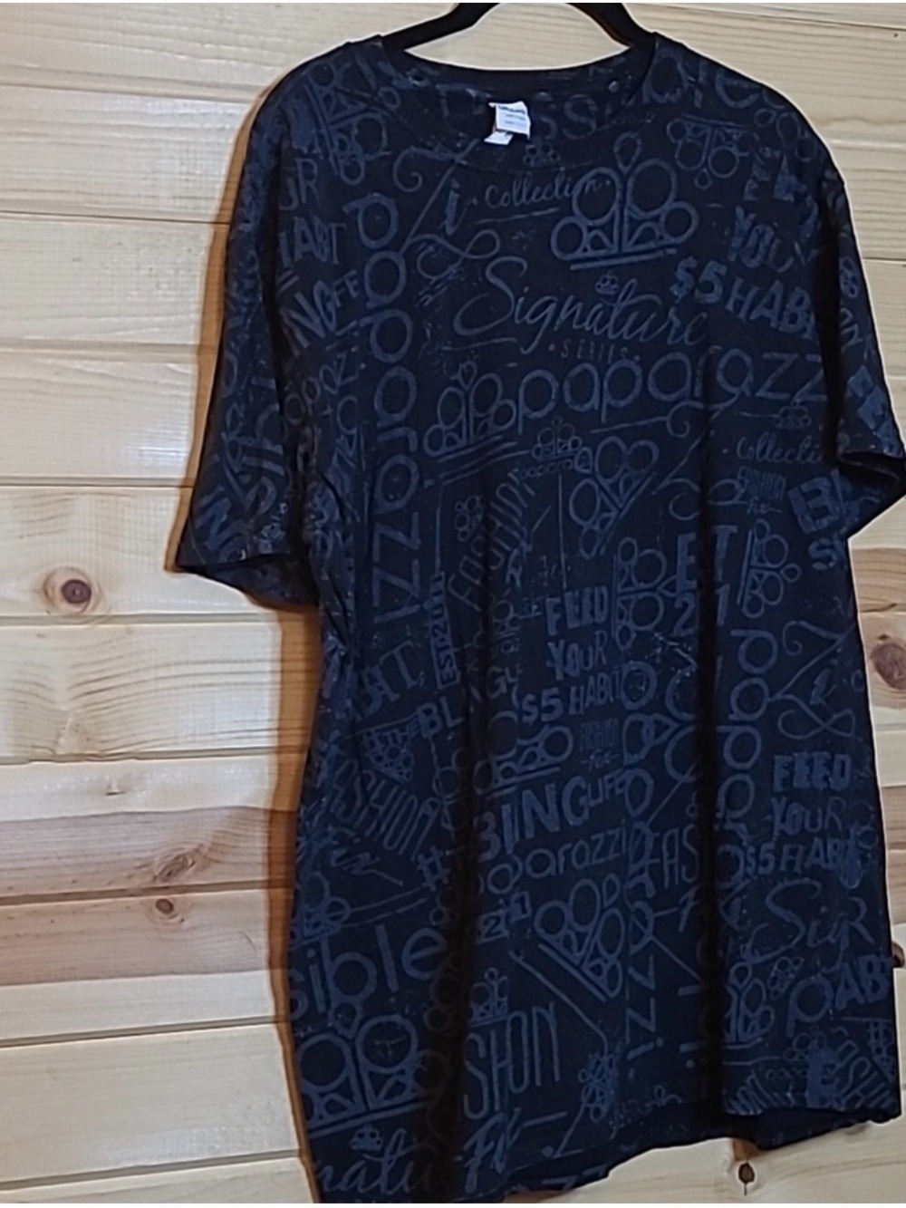 #0084 - Paparazzi Black Tonal Graphic Short Sleeve Tee *